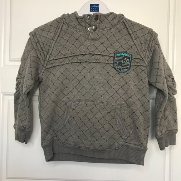 Genuine Kids From OshKosh Knight Pullover Hoodie Toddler Boys Size 3T Gray Knit - Picture 2 of 8